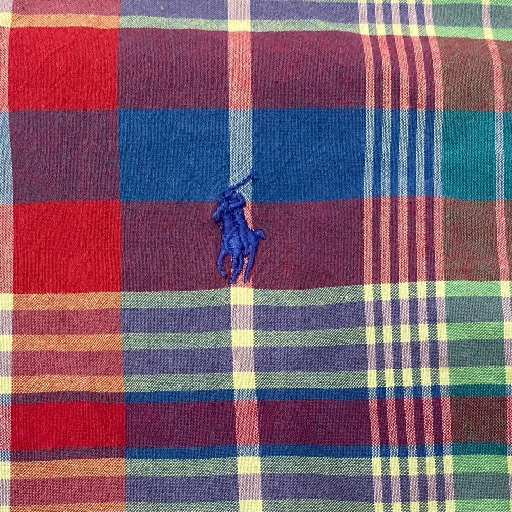 Polo by Ralph Lauren Men’s M Classic‎ Fit Red Plaid Short Sleeve Button Down